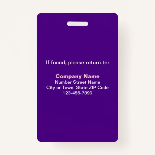 プレーン文字と従業員フォトパープルバッジ バッジ (裏面)