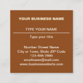 プレーン文字デザインのフロントサイドオブブラウン スクエア名刺 (正面)