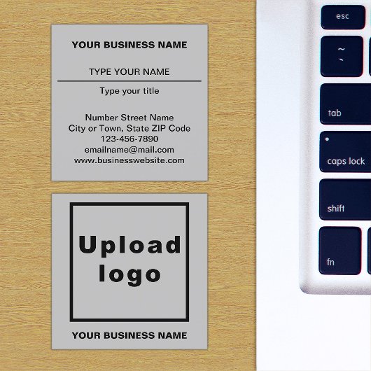 プレーン文字デザインオンフロントサイドオブグレー スクエア名刺