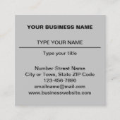 プレーン文字デザインオンフロントサイドオブグレー スクエア名刺 (正面)