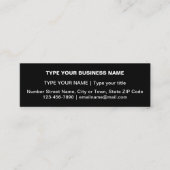 プレーン文字デザインオンフロントサイドオブブラック スキニー名刺 (正面)