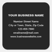 プレーン文字ビジネスブランドのブラックスクエアステッカー スクエアシール (正面)