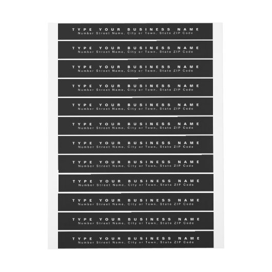 プレーン文字ブラック差出人住所スリム ラップアラウンドラベル (シート)