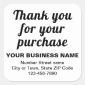 プレーン文字白の購入に感謝 スクエアシール (正面)