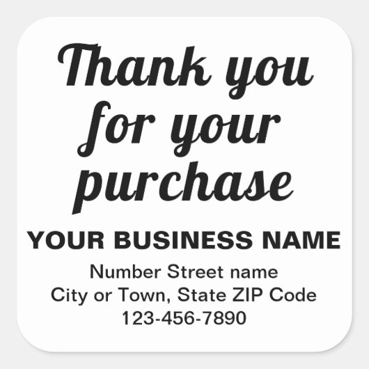 プレーン文字白の購入に感謝 スクエアシール (正面)
