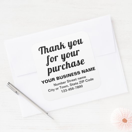 プレーン文字白の購入に感謝 スクエアシール (封筒)