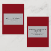 プレーン洗練されたシルバーグレーレッドプロフェッショナル 名刺 (正面/裏面)