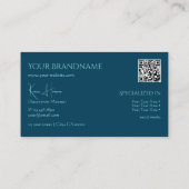 プレーン海ブルーとモノグラムQRコードと宝石 名刺 (裏面)