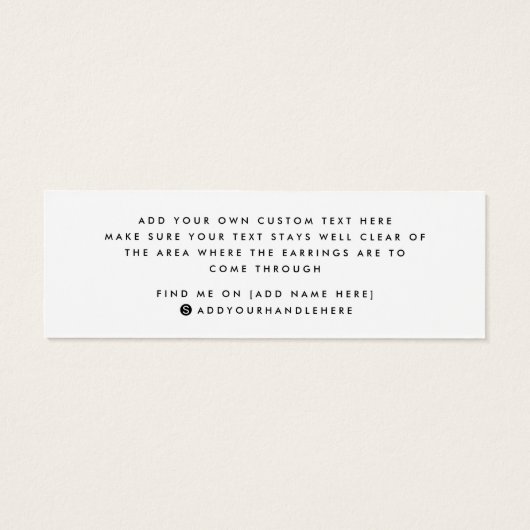 プレーン白カスタム色ロゴのスタッドイヤリングディスプレイカード (裏面)