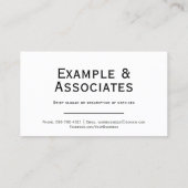 プレーン白シンプルアポイントメントカード 名刺 (裏面)