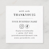 プレーン白モダンタイポグラフィはっきりしたスモールビジネス 割引カード (裏面)