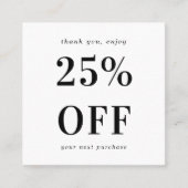 プレーン白モダンタイポグラフィはっきりしたスモールビジネス 割引カード (正面)