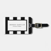 プレーン白黒ストライプのプロフェッショナル ラゲッジタグ (正面横)