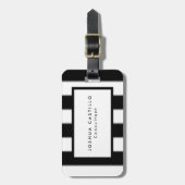 プレーン白黒ストライプのプロフェッショナル ラゲッジタグ (正面縦)