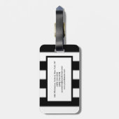 プレーン白黒ストライプのプロフェッショナル ラゲッジタグ (裏面縦)