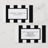 プレーン白黒ストライプのプロフェッショナル 名刺 (正面/裏面)