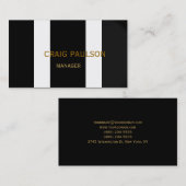 プレーン白黒ストライプ写真撮影名刺 名刺 (正面/裏面)