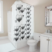 プレーン白黒ハートシャワーカーテン シャワーカーテン (インサイチュ)