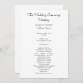 プレーン白黒フラット結婚式 プログラムテンプレート プログラム (正面/裏面)