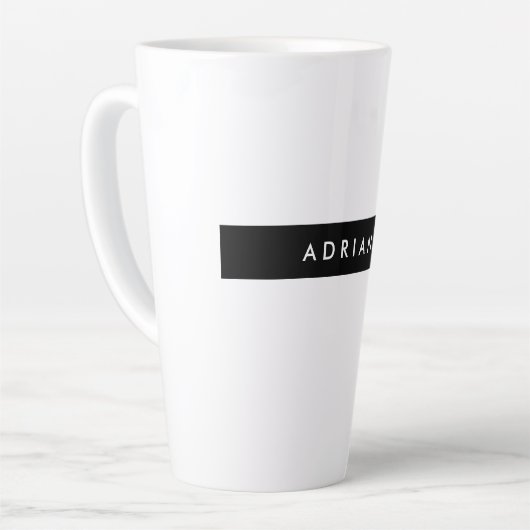 プレーン白黒プロフェッショナルミニマリスト名 カフェラテマグ (左アングル)