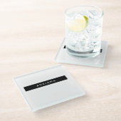 プレーン白黒プロフェッショナルミニマリスト名 ガラスコースター (アングル)