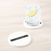 プレーン白黒プロフェッショナルミニマリスト名 コースター (側面)