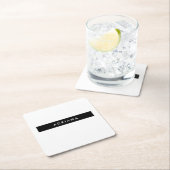 プレーン白黒プロフェッショナルミニマリスト名 スクエアペーパーコースター (インサイチュ)