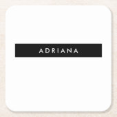 プレーン白黒プロフェッショナルミニマリスト名 スクエアペーパーコースター (正面)