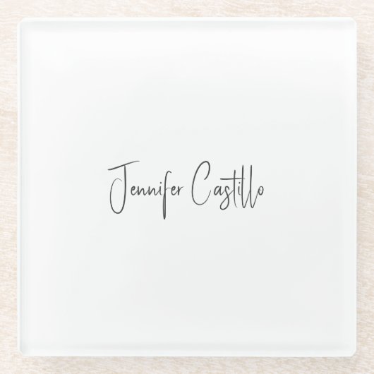 プレーン白黒ミニマル書道 ガラスコースター (正面)