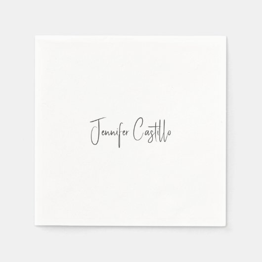 プレーン白黒ミニマル書道 スタンダードカクテルナプキン (正面)