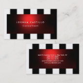 プレーン白黒レッドストライプのプロフェッショナル 名刺 (正面/裏面)