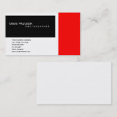 プレーン白黒レッド写真用名刺 名刺 (正面/裏面)