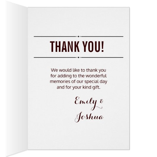 プレーン結婚のサンキューカードカスタムテンプレート (内側 (右))
