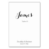 プレーン結婚ホワイトのテーブルカード座席表 テーブルナンバー (裏面)
