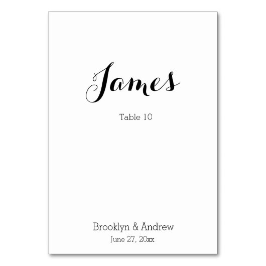 プレーン結婚ホワイトのテーブルカード座席表 テーブルナンバー (正面)