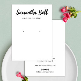 プレーン署名スクリプトホワイトイヤリングジュエリー 名刺