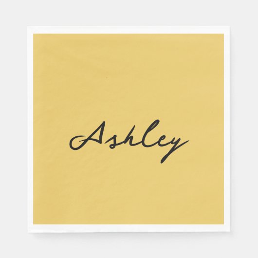 プレーン金ゴールドスクリプパーソナライズされたト スタンダードランチョンナプキン (正面)