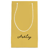 プレーン金ゴールドスクリプパーソナライズされたト スモールペーパーバッグ (正面)