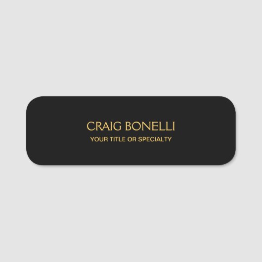 プレーン金ゴールドブラックカラーミニマルモダンリスト 名札 (正面)