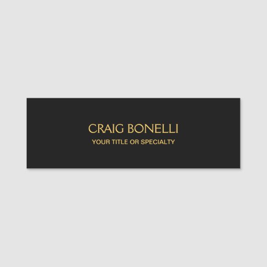 プレーン金ゴールドブラックカラーミニマルモダンリスト 名札 (正面)