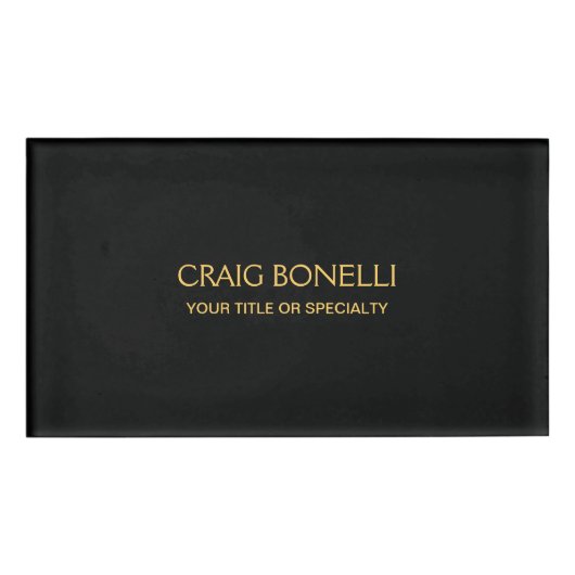 プレーン金ゴールドブラックカラーミニマルモダンリスト 名札 (正面)