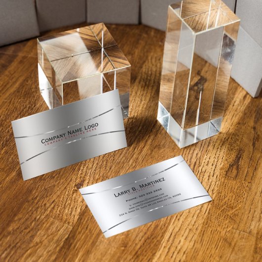 プレーン金属フェイク銀ステンレス鋼の外観 名刺