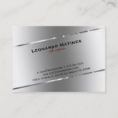 プレーン金属銀デザインステンレス鋼の外観 名刺 (裏面)