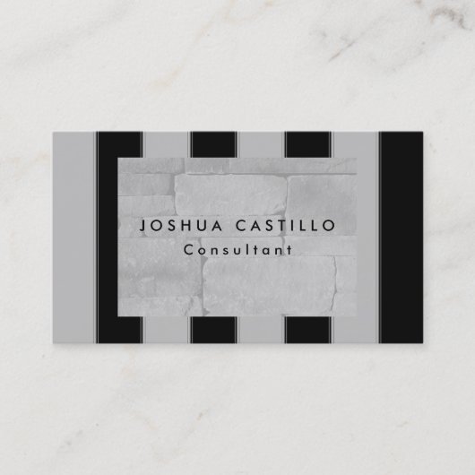 プレーン黒グレーストライプのウォールプロフェッショナル 名刺 (正面)