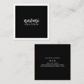 プレーン黒モダン四角ミニマリスト白シンプル色 スクエア名刺 (正面/裏面)