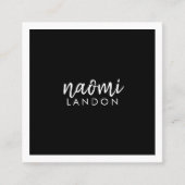 プレーン黒モダン四角ミニマリスト白シンプル色 スクエア名刺 (正面)