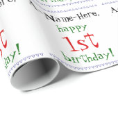 プレーン1歳の誕生日ラッピング紙 ラッピングペーパー (ロールコーナー)