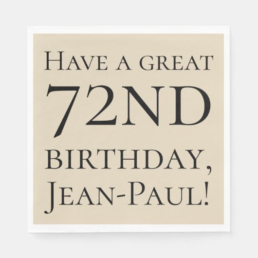 プレーン72番誕生日紙ナプキンス スタンダードランチョンナプキン (正面)