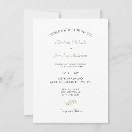 プレーン·アシンプルンド·金ゴールド結婚ズ 招待状 (正面)