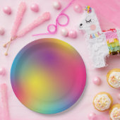 プレーン カラフル グラデーション ホログラフィック ブライダル シャワー ペーパープレート (パーティー)